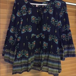 Red Camel Navy Floral Blouse